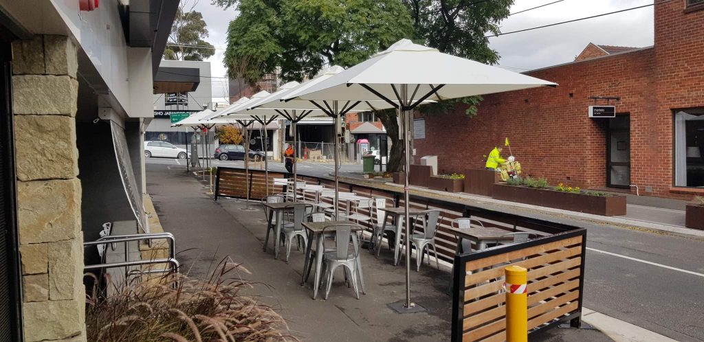 Cafe Market Umbrella with stainless steel poles