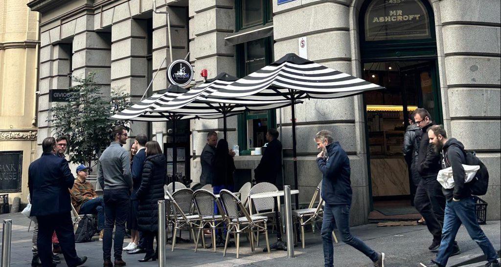 Mr Ashcroft Black Striped Cafe Commercial Umbrellas