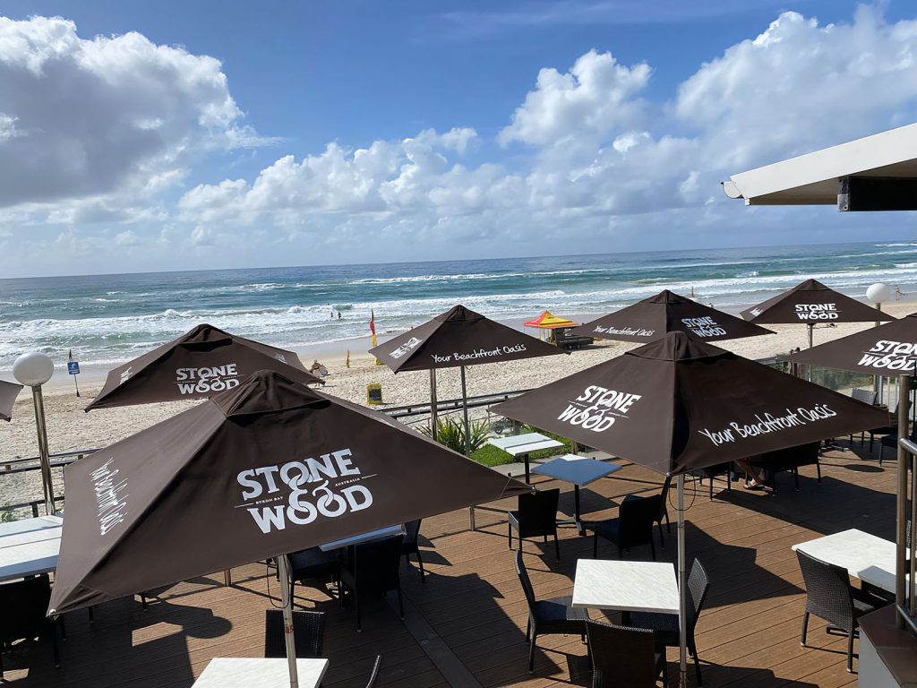 Stone & Wood Cafe Umbrellas with Stainless Steel Poles